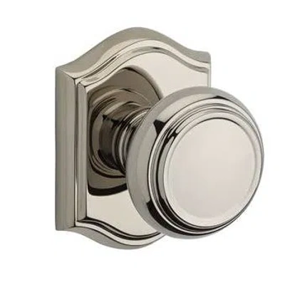 Baldwin Traditional Single Dummy Door Knob With Arch Rose In Polished Nickel