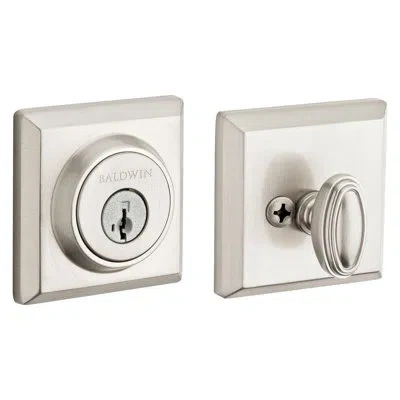 Baldwin Traditional Square Single Cylinder Deadbolt In Satin Nickel
