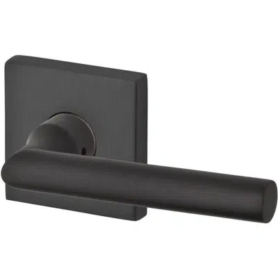 Baldwin Tube Keyed Door Lever With Contemporary Square Rose In Venetian Bronze