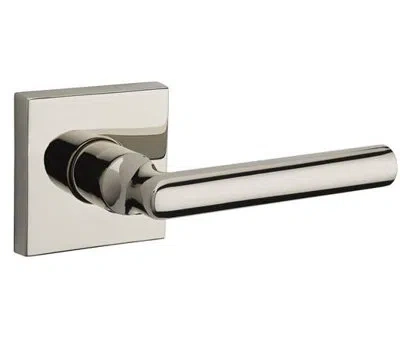 Baldwin Tube Passage Door Lever With Contemporary Square Rosette In Polished Nickel