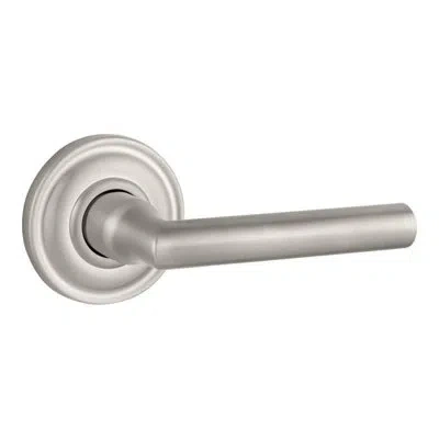 Baldwin Tube Passage Door Lever With Traditional Round Rosette In Satin Nickel