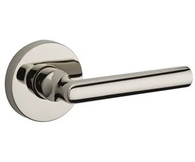 Baldwin Tube Privacy Door Lever With Contemporary Round Rosette In Polished Nickel