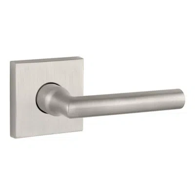 Baldwin Tube Privacy Door Lever With Contemporary Square Rosette In Satin Nickel