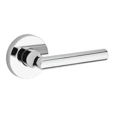 Baldwin Tube Single Dummy Door Lever With Contemporary Round Rosette In Polished Chrome