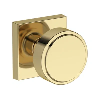 Baldwin Vashon Half Dummy Knob With Contemporary Square Rose In In Unlacquered Brass