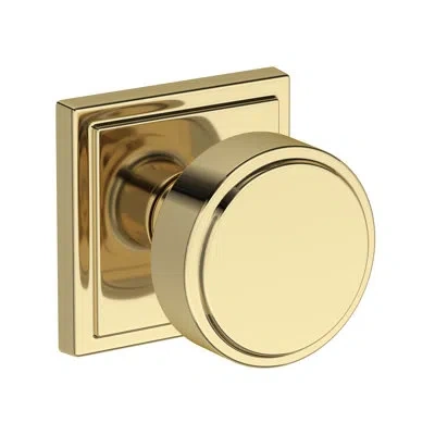 Baldwin Vashon Half Dummy Knob With Stepped Square Rose In Lifetime (pvd) In Unlacquered Brass