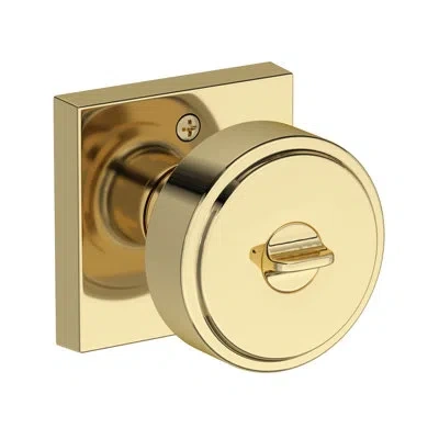 Baldwin Vashon Keyed Entry Knob With Contemporary Square Rose In Unlacquered Brass