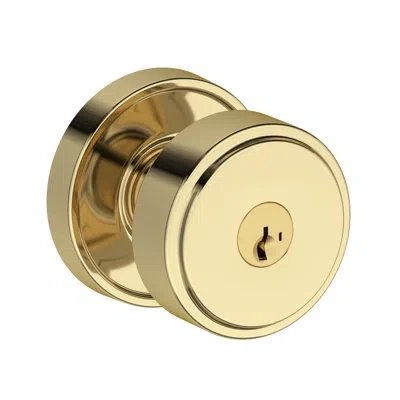 Baldwin Vashon Keyed Entry Knob With Recessed Round Rose In Unlacquered Brass