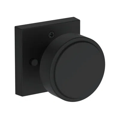 Baldwin Vashon Privacy Knob With Contemporary Square Rose In Matte Black