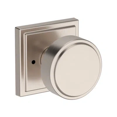 Baldwin Vashon Privacy Knob With Stepped Square Rose In Satin Nickel