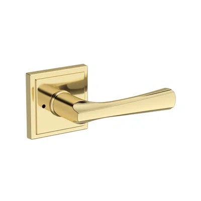 Baldwin Wyndcliff Privacy Lever With Stepped Square Rose In Unlacquered Brass