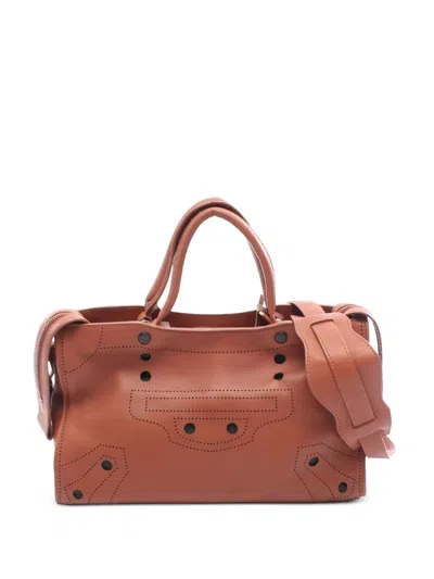 Pre-owned Balenciaga 10s S Blackout City Tote Bag In Brown