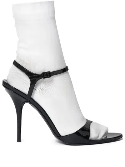 Balenciaga Avenue Sock Black Sandal In Patent Leather And Mesh
