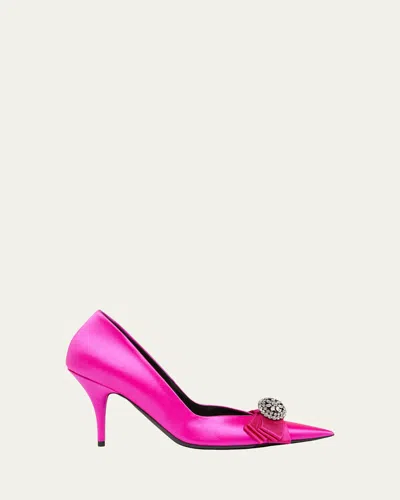 Balenciaga 110mm Avenue Palazzo Embellished Satin Pumps In Pink