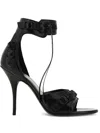 Balenciaga Cagole Embellished Crinkled-leather Sandals In Black