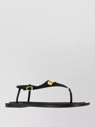 Balenciaga Suede Riva Thong Sandals Flat Sole In Animal Print