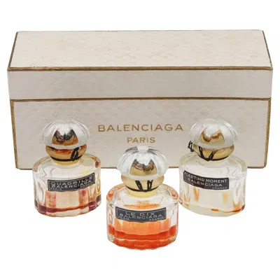 Pre-owned Balenciaga 1950 Paris Perfume Crystal Bottles Trio In Coffret Set Le Dix Fuites In Sand