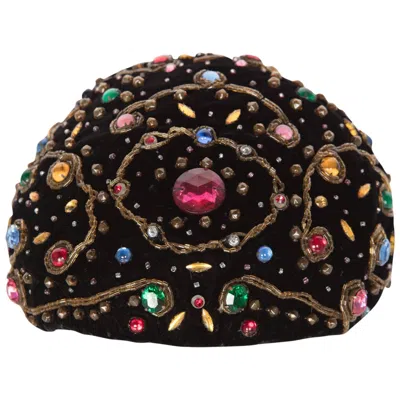 Pre-owned Balenciaga 1950s  Haute Couture Black Velvet Jewel Toque Hat