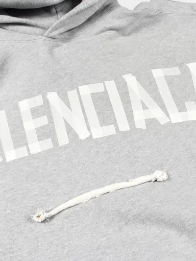 Pre-owned Balenciaga 1970s Tape Type Bb Logo Hoodie In Gray