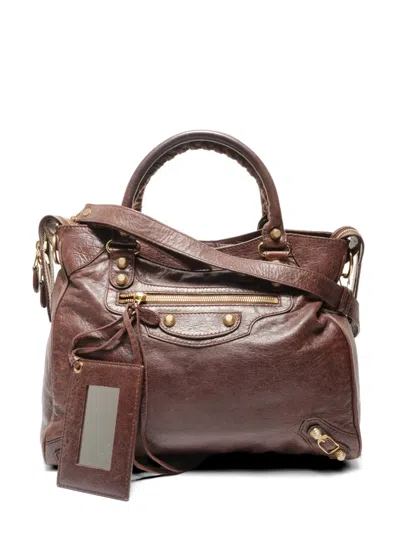 Pre-owned Balenciaga 1990-2000 Braided-handle Tote Bag In Brown