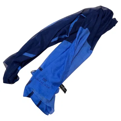 Pre-owned Balenciaga 1990s Dark Navy And Royal Blue Long Scarf By  Paris