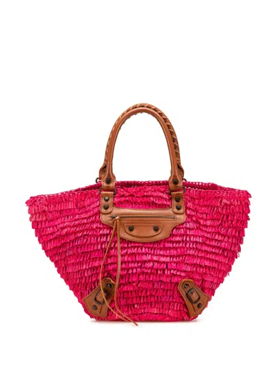 Pre-owned Balenciaga 2000-2018 Small Raffia Motocross Panier Basket Tote Bag