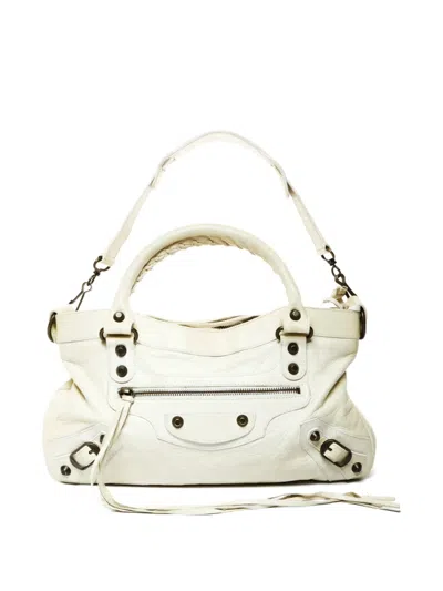 Pre-owned Balenciaga 2000-2020 City First Braided-handle Tote Bag In Neutral