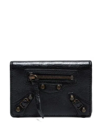 Pre-owned Balenciaga 2000-2020 Leather Stud Wallet In Black