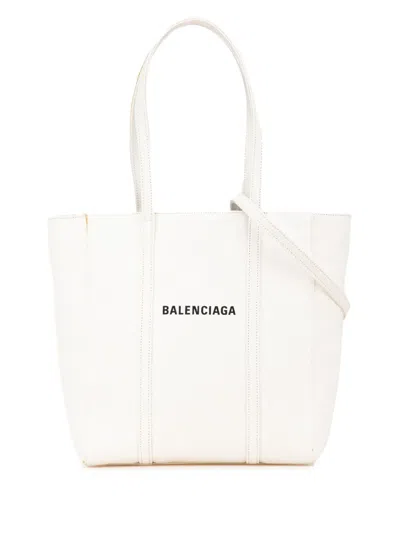 Pre-owned Balenciaga 2000-2024 Canvas Everyday Tote Xs Satchel In White