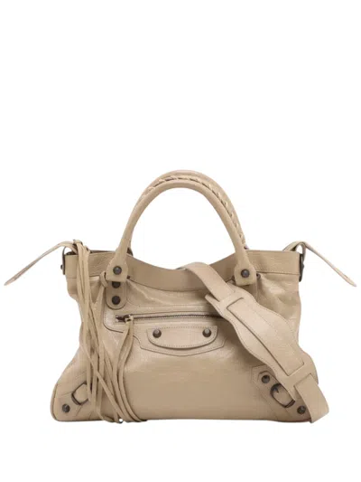 Pre-owned Balenciaga 2000-2026 Motocross Classic Town Satchel In Neutrals