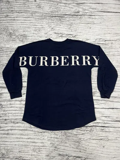 Pre-owned Balenciaga 2000s Archival Burberry Poem Big Logo Longsleeve Shirt Y2k In Blue