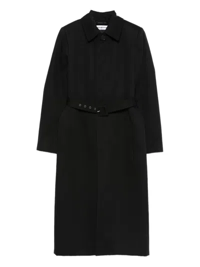 Pre-owned Balenciaga 2000s Belted Cotton Coat In Black