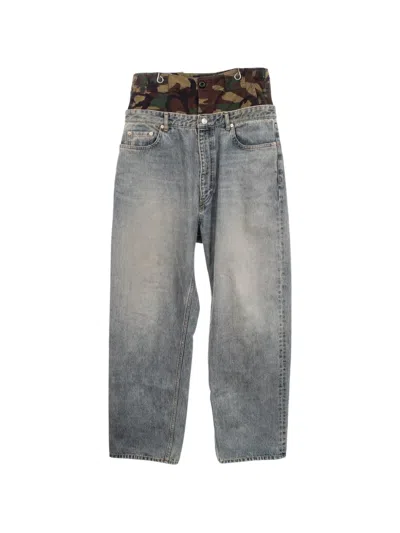 Pre-owned Balenciaga 2000s Camouflage Layered Jeans In Blue