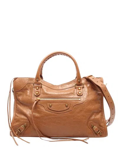 Pre-owned Balenciaga 2000s City Whipstitch Tote Bag In Brown