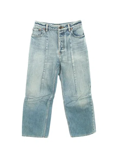 Pre-owned Balenciaga 2000s Faded Straight-leg Jeans In Blue