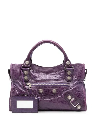 Pre-owned Balenciaga 2000s Giant City Tote Bag In Purple