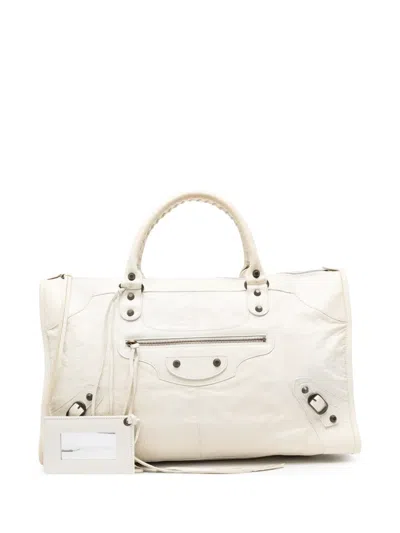 Pre-owned Balenciaga 2000s Large Le City Leather Tote Bag In Neutrals
