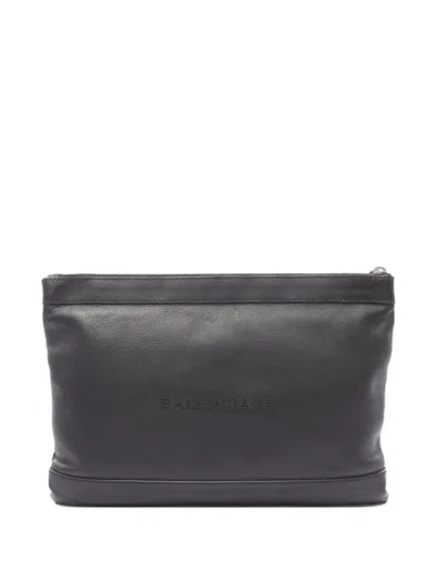 Pre-owned Balenciaga 2000s Leather Clutch Bag In Black