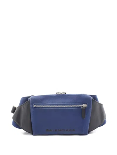 Pre-owned Balenciaga 2000s Logo-print Belt Bag In Blue