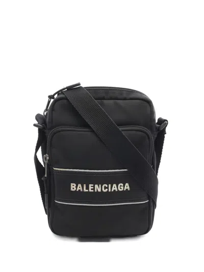Pre-owned Balenciaga 2000s Logo-print Messenger Bag In Black