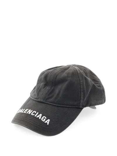 Pre-owned Balenciaga 2000s Logo-embroidered Baseball Cap In Black