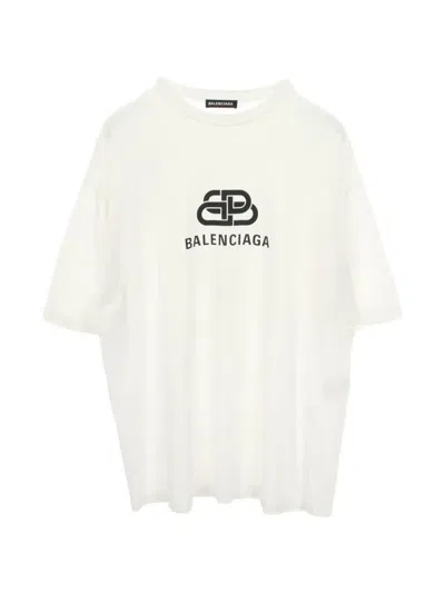 Pre-owned Balenciaga 2000s Logo-print Cotton T-shirt In Neutral