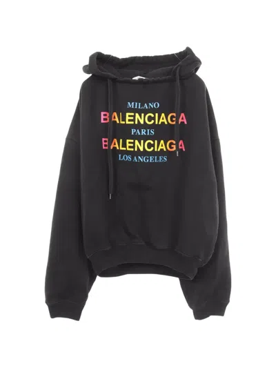 Pre-owned Balenciaga 2000s Logo-print Hoodie In Black
