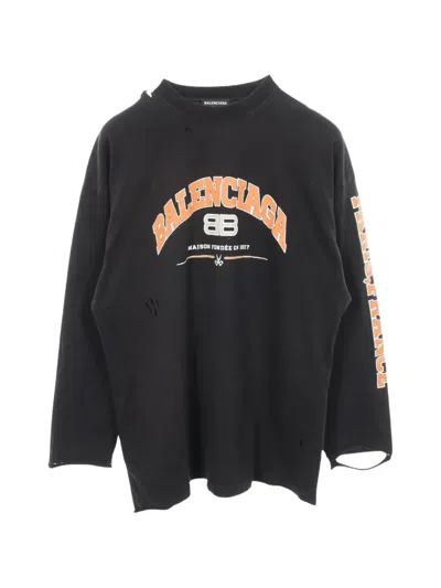 Pre-owned Balenciaga 2000s Logo-print Long-sleeved T-shirt In Black