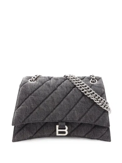 Pre-owned Balenciaga 2000s Medium Crush Quilted Shoulder Bag In Grey