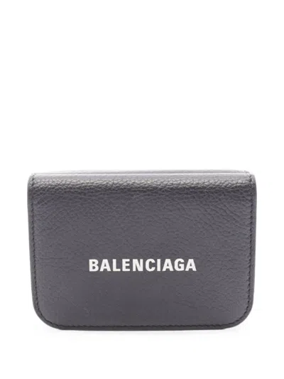 Pre-owned Balenciaga 2000s Mini Cash Trifold Wallet In Black