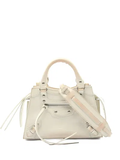 Pre-owned Balenciaga 2000s Mini Neo Classic Croc Embossed Tote Bag In Neutral
