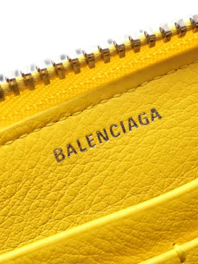 Pre-owned Balenciaga 2000s Paper Continental Leather Wallet In Yellow