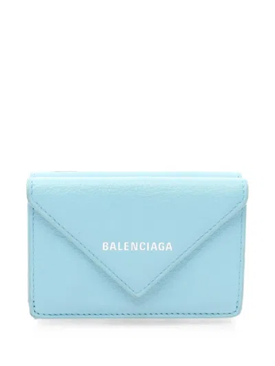 Pre-owned Balenciaga 2000s Papier Trifold Wallet In Blue