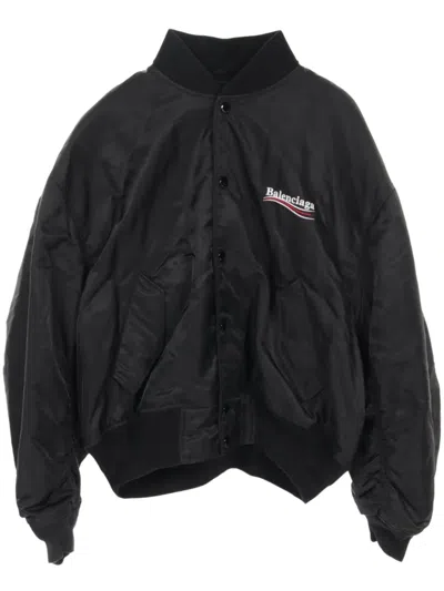 Pre-owned Balenciaga 2000s Political Campaign Bomber Jacket In Black